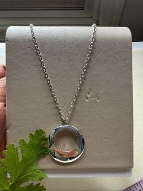 Silver Open Circle Pendant Necklace - Women's Necklace |18”